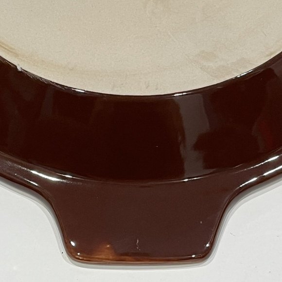QVC Technique Ceramic Brown And Cream 10” Pie Plate With Lifter And Instructions - Picture 4 of 11